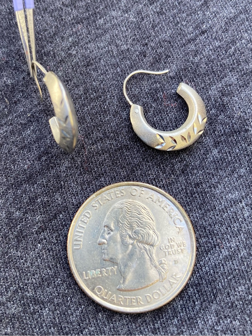 Small Silver Textured Hoop Earrings